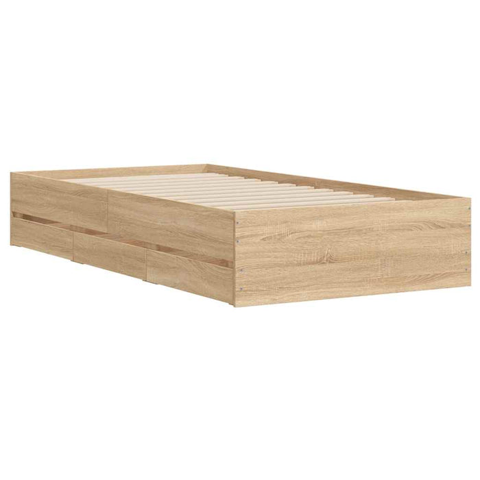 Cadru de pat cu sertare stejar sonoma 90x200 cm lemn prelucrat - WALTI WALTI