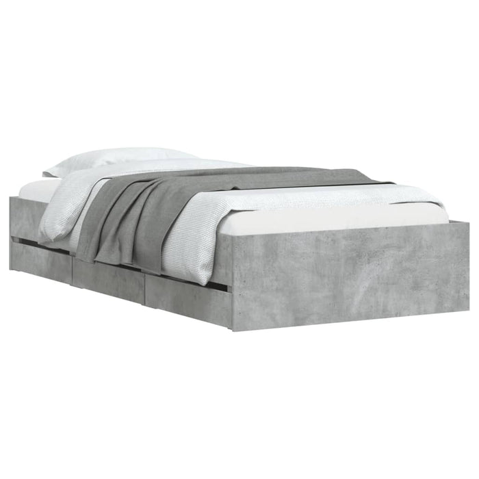 Cadru de pat cu sertare, gri beton, 90x200 cm, lemn prelucrat - WALTI WALTI