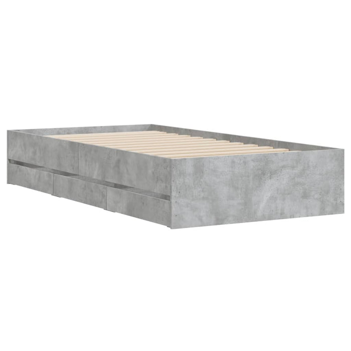 Cadru de pat cu sertare, gri beton, 90x200 cm, lemn prelucrat - WALTI WALTI