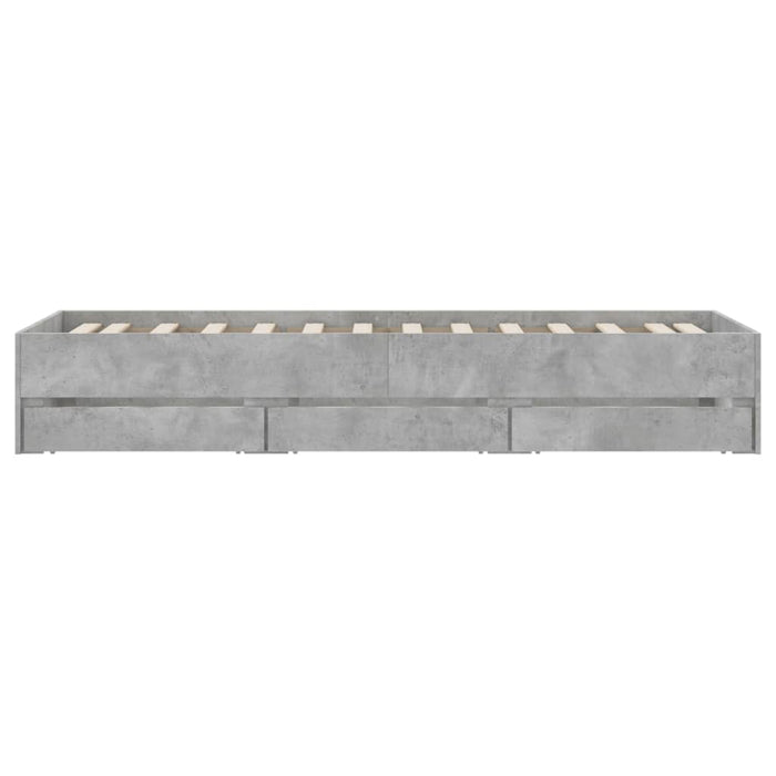 Cadru de pat cu sertare, gri beton, 90x200 cm, lemn prelucrat - WALTI WALTI