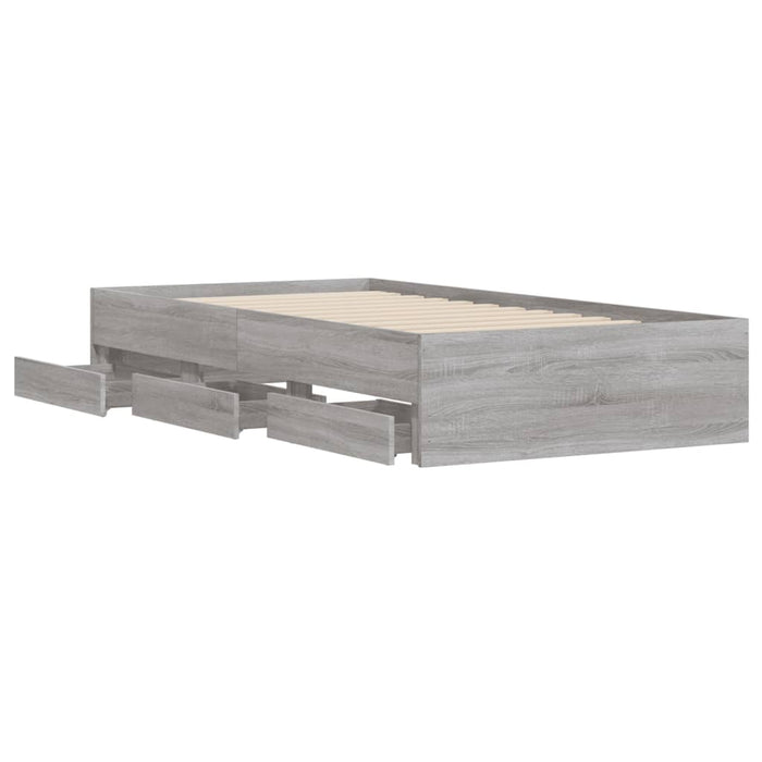 Cadru de pat cu sertare gri sonoma 90x200 cm lemn prelucrat - WALTI WALTI