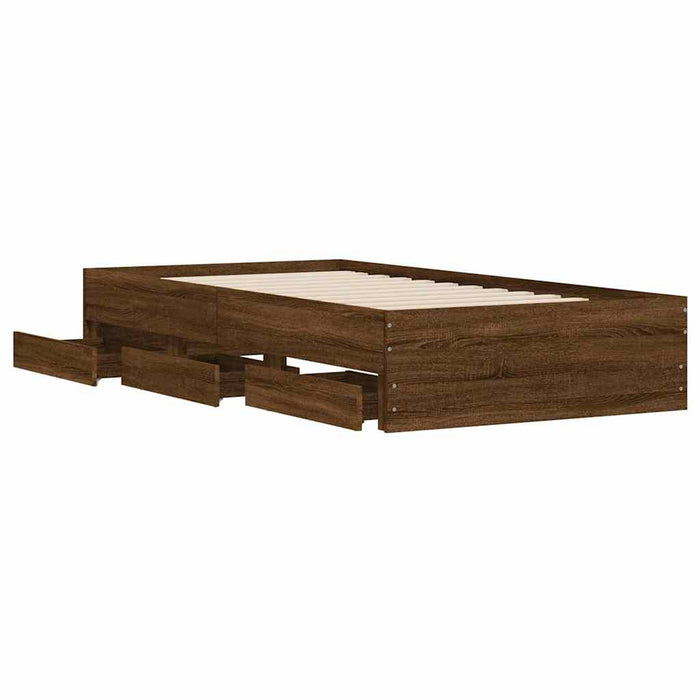 Cadru de pat cu sertare, stejar maro, 90x200 cm lemn prelucrat - WALTI WALTI