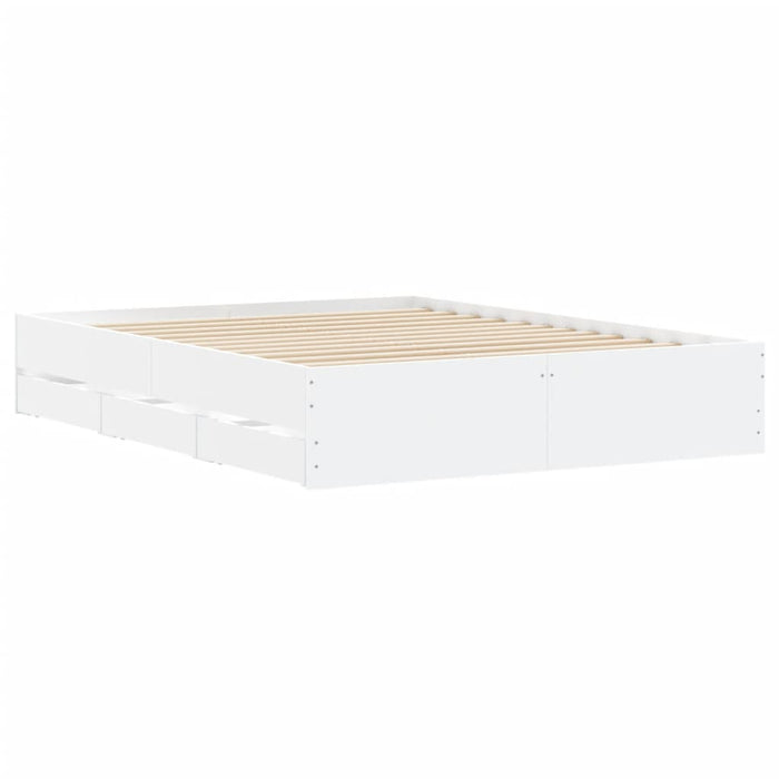 Cadru pat cu sertare alb extralucios 140x190 cm, lemn prelucrat WALTI