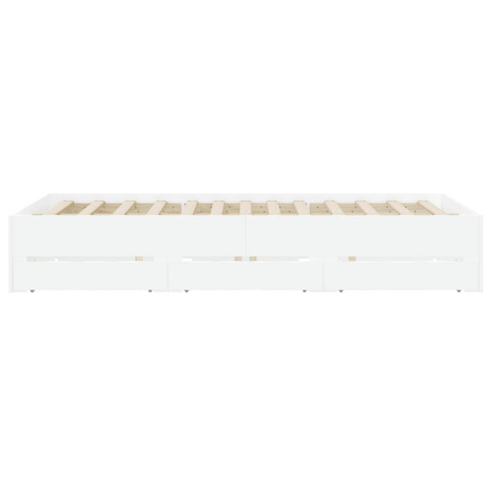 Cadru pat cu sertare alb extralucios 140x190 cm, lemn prelucrat WALTI