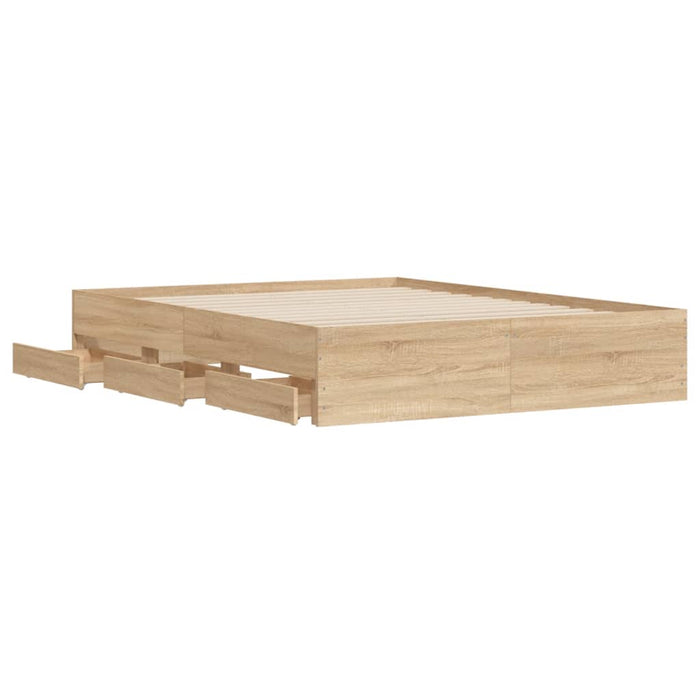 Cadru de pat cu sertare stejar sonoma 140x190 cm lemn prelucrat - WALTI WALTI