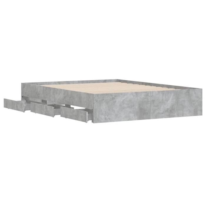 Cadru de pat cu sertare, gri beton, 140x190 cm, lemn prelucrat - WALTI WALTI
