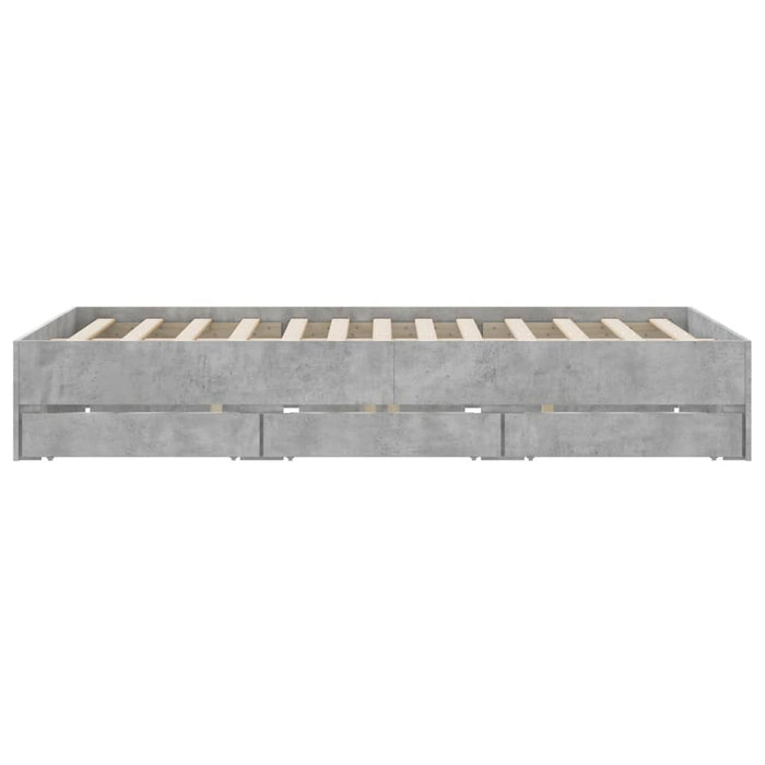 Cadru de pat cu sertare, gri beton, 140x190 cm, lemn prelucrat - WALTI WALTI