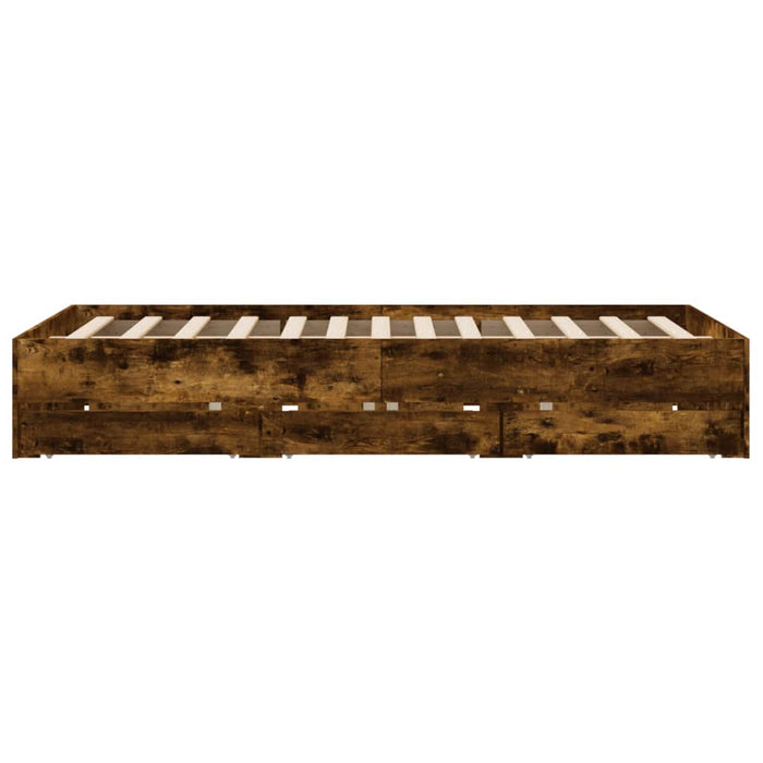 Cadru pat cu sertare stejar fumuriu 140x190 cm lemn prelucrat - WALTI WALTI