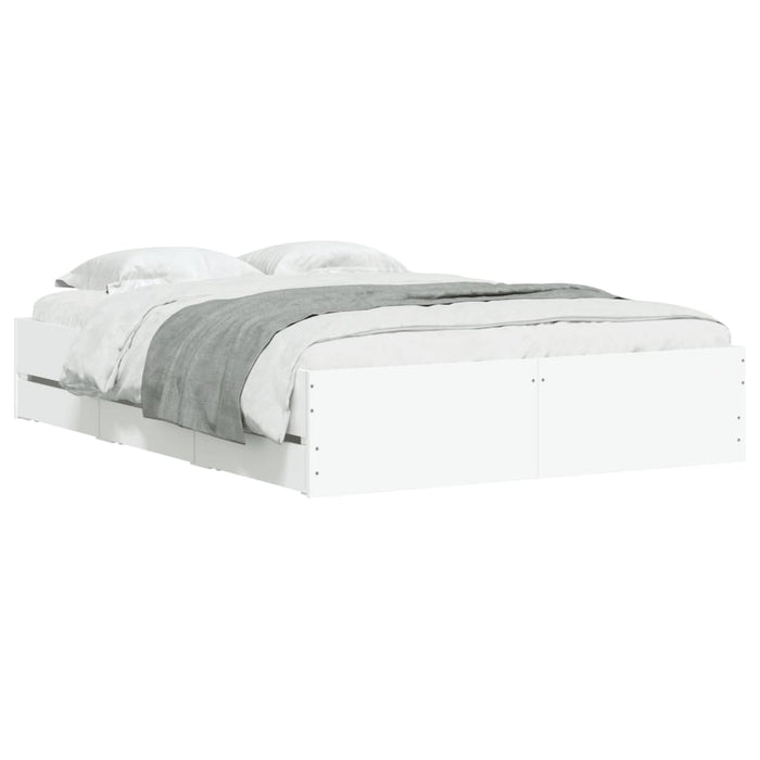 Cadru de pat cu sertare, alb, 135x190 cm, lemn prelucrat WALTI