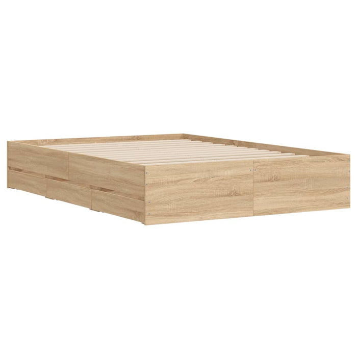 Cadru de pat cu sertare stejar sonoma 135x190 cm lemn prelucrat WALTI