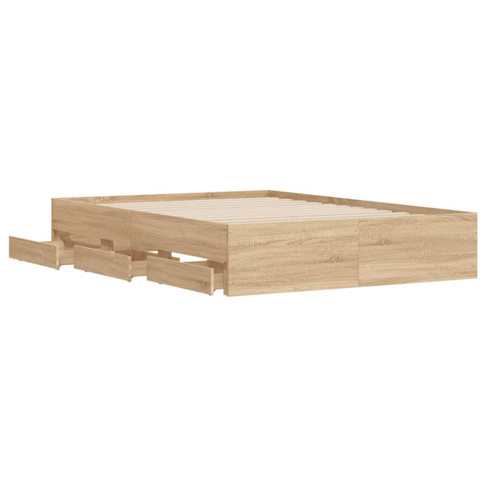 Cadru de pat cu sertare stejar sonoma 135x190 cm lemn prelucrat WALTI