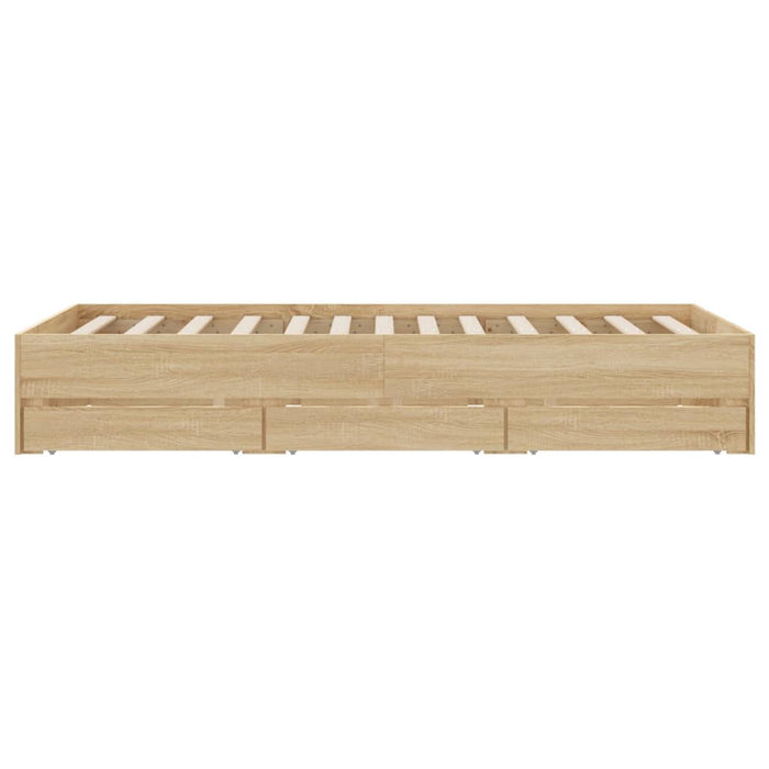 Cadru de pat cu sertare stejar sonoma 135x190 cm lemn prelucrat WALTI