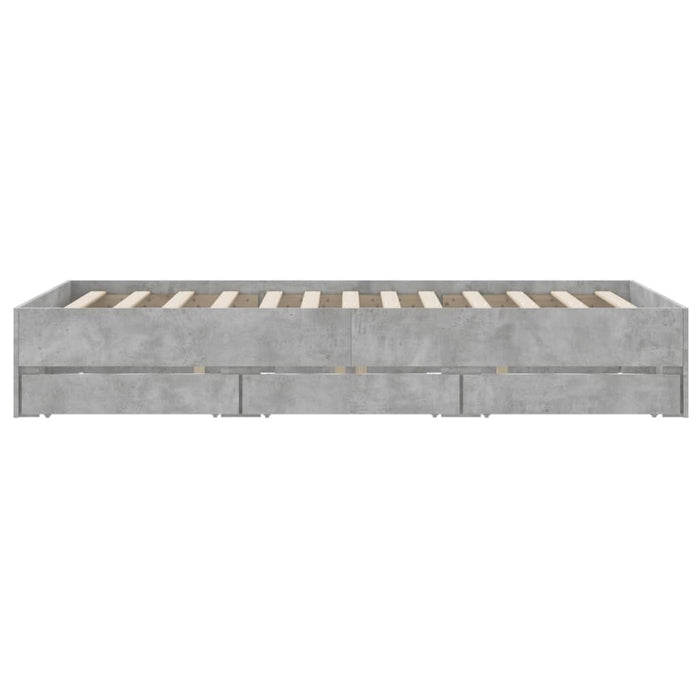 Cadru de pat cu sertare, gri beton, 135x190 cm, lemn prelucrat - WALTI WALTI