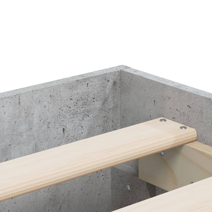 Cadru de pat cu sertare, gri beton, 135x190 cm, lemn prelucrat - WALTI WALTI