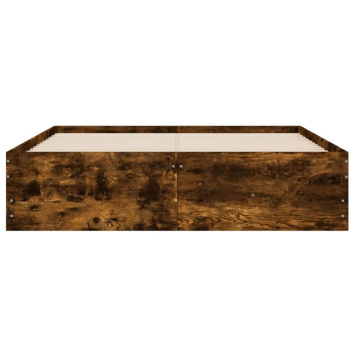 Cadru pat cu sertare stejar fumuriu 135x190 cm lemn prelucrat - WALTI WALTI