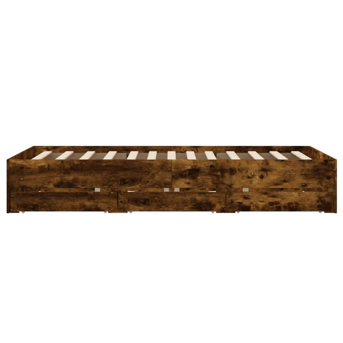 Cadru pat cu sertare stejar fumuriu 135x190 cm lemn prelucrat - WALTI WALTI