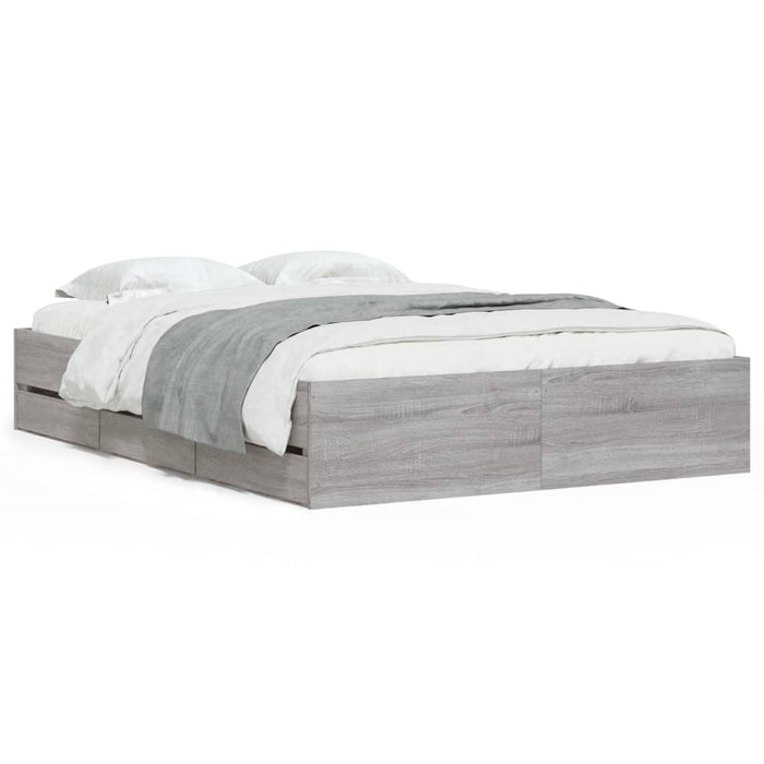 Cadru de pat cu sertare, gri sonoma, 135x190 cm, lemn prelucrat - WALTI WALTI