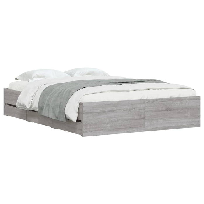 Cadru de pat cu sertare, gri sonoma, 135x190 cm, lemn prelucrat - WALTI WALTI