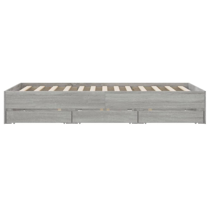 Cadru de pat cu sertare, gri sonoma, 135x190 cm, lemn prelucrat - WALTI WALTI