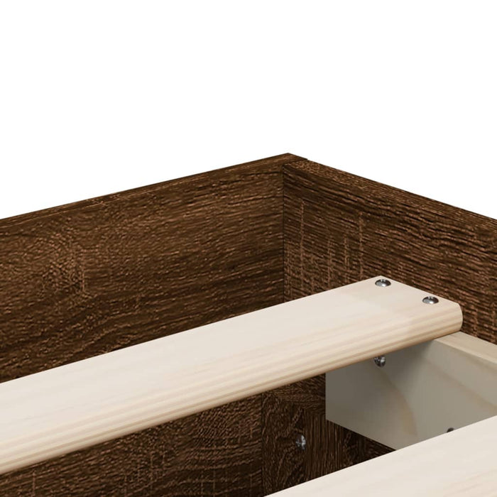 Cadru pat cu sertare, stejar maro, 135x190 cm, lemn prelucrat WALTI