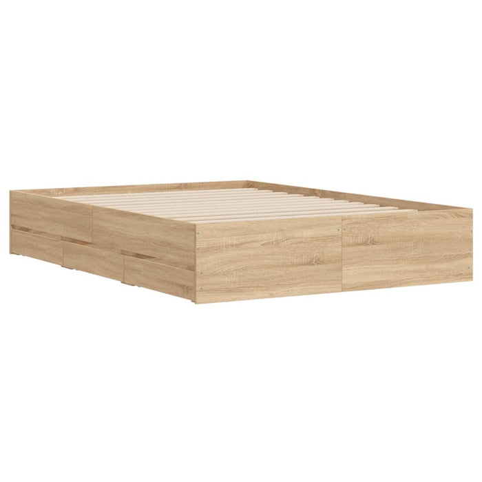 Cadru de pat cu sertare stejar sonoma 120x190 cm lemn prelucrat - WALTI WALTI