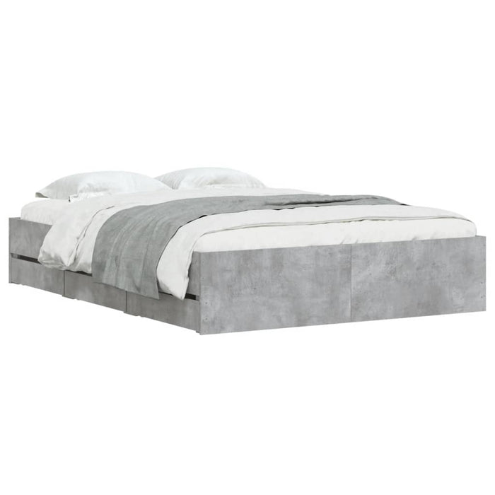 Cadru de pat cu sertare, gri beton, 120x190 cm, lemn prelucrat - WALTI WALTI