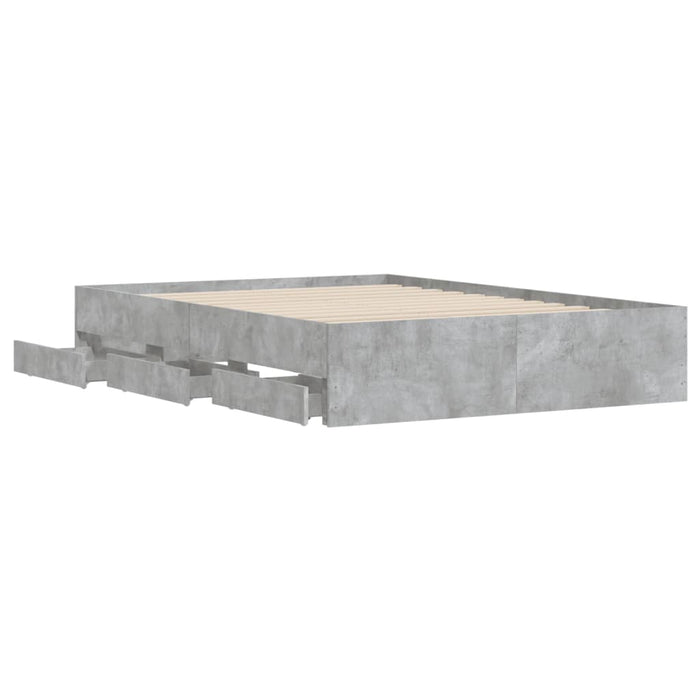 Cadru de pat cu sertare, gri beton, 120x190 cm, lemn prelucrat - WALTI WALTI