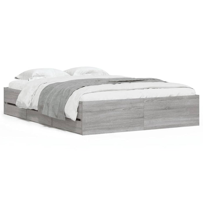 Cadru de pat cu sertare gri sonoma 120x190 cm lemn prelucrat WALTI