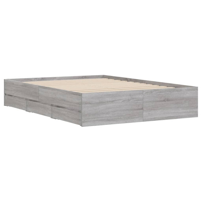 Cadru de pat cu sertare gri sonoma 120x190 cm lemn prelucrat WALTI