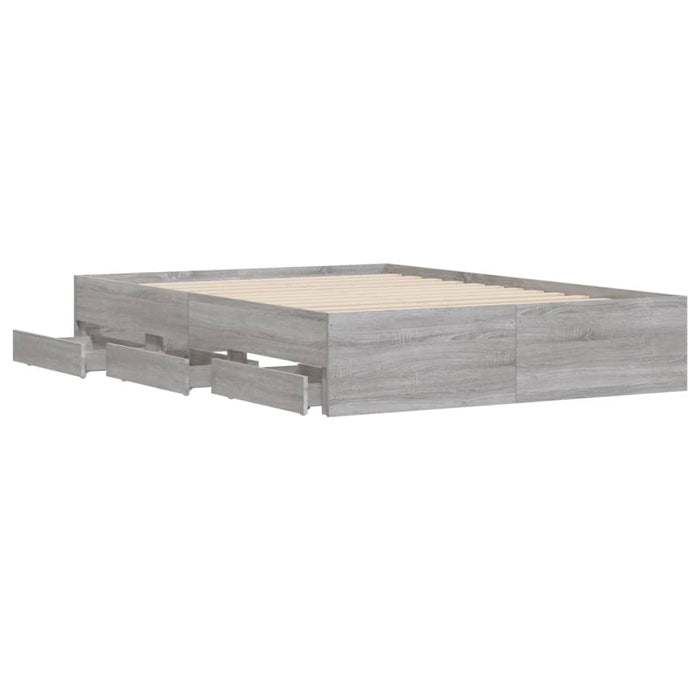 Cadru de pat cu sertare gri sonoma 120x190 cm lemn prelucrat WALTI