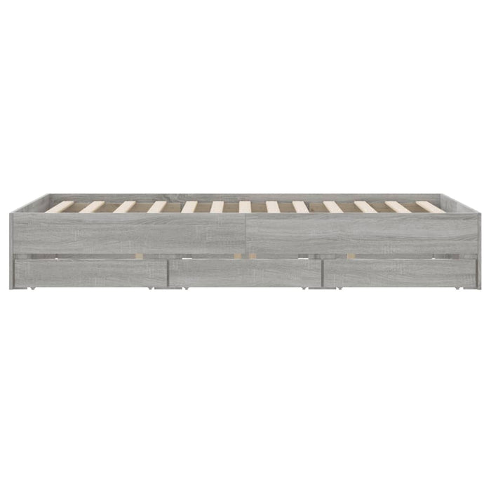 Cadru de pat cu sertare gri sonoma 120x190 cm lemn prelucrat WALTI