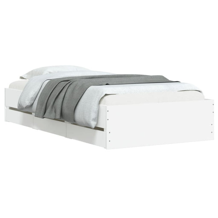 Cadru de pat cu sertare, alb, 90x190 cm, lemn prelucrat WALTI