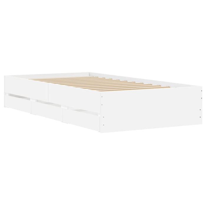 Cadru de pat cu sertare, alb, 90x190 cm, lemn prelucrat WALTI