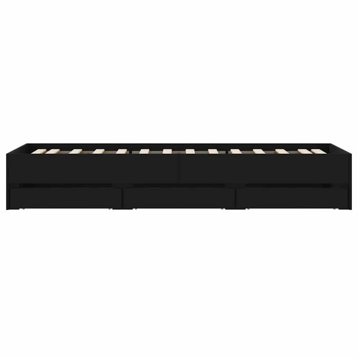 Cadru de pat cu sertare, negru, 90x190 cm, lemn prelucrat WALTI