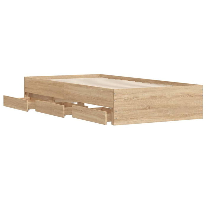Cadru de pat cu sertare stejar sonoma 90x190 cm lemn prelucrat - WALTI WALTI