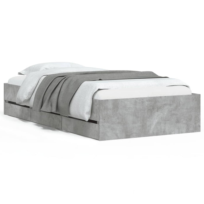 Cadru de pat cu sertare, gri beton, 90x190 cm, lemn prelucrat - WALTI WALTI