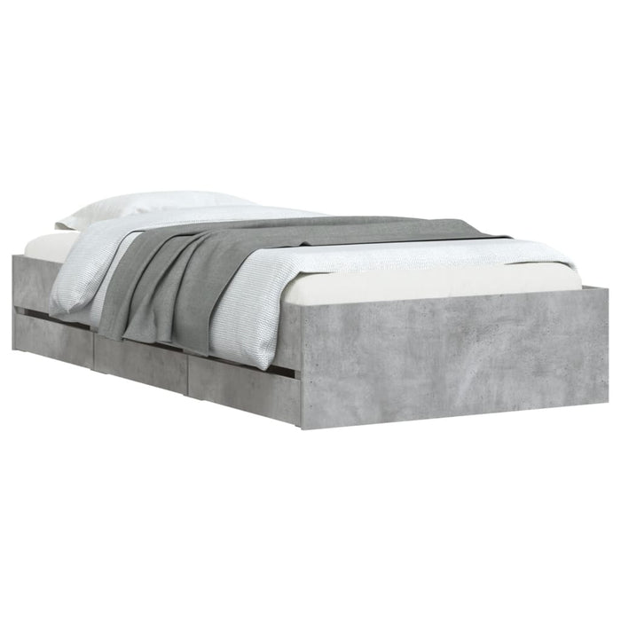 Cadru de pat cu sertare, gri beton, 90x190 cm, lemn prelucrat - WALTI WALTI