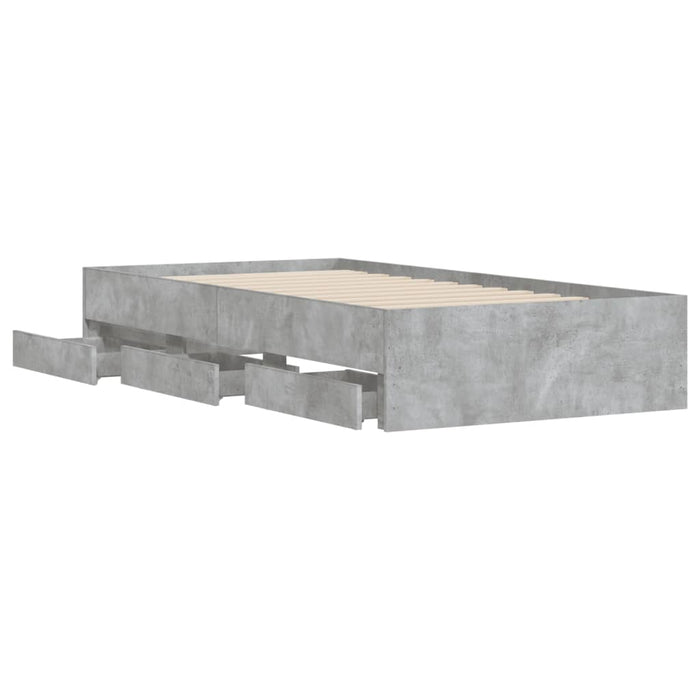 Cadru de pat cu sertare, gri beton, 90x190 cm, lemn prelucrat - WALTI WALTI