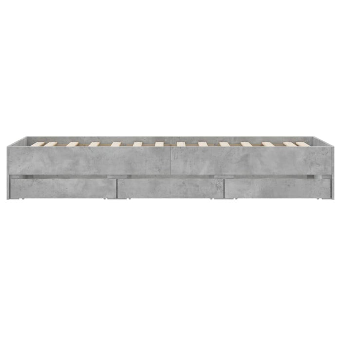 Cadru de pat cu sertare, gri beton, 90x190 cm, lemn prelucrat - WALTI WALTI