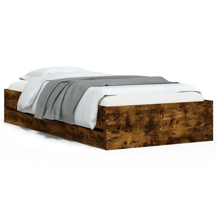 Cadru de pat cu sertare stejar fumuriu 90x190 cm lemn prelucrat - WALTI WALTI