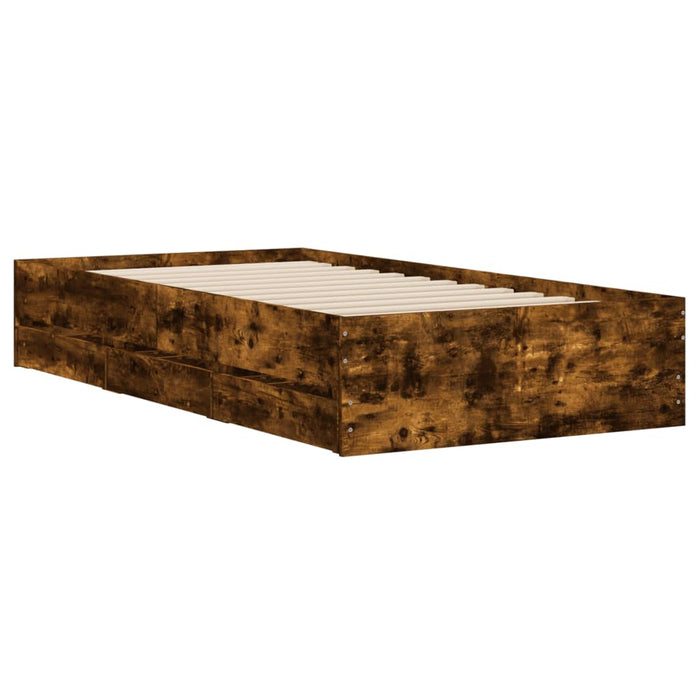 Cadru de pat cu sertare stejar fumuriu 90x190 cm lemn prelucrat - WALTI WALTI