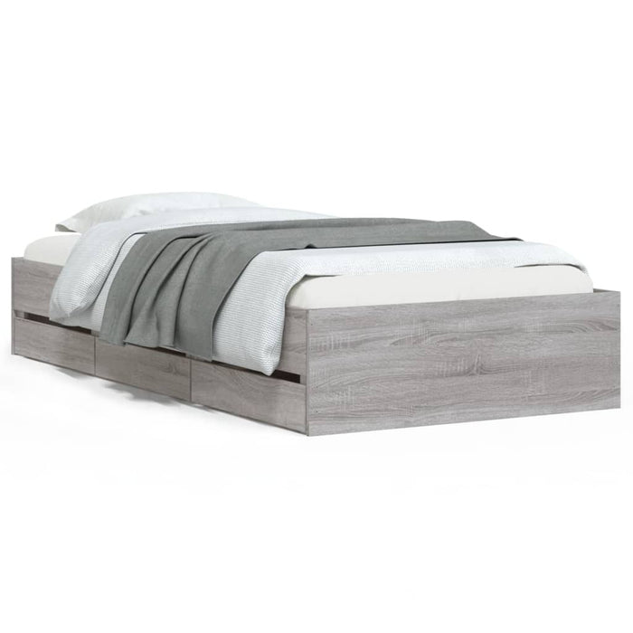 Cadru de pat cu sertare gri sonoma 90x190 cm lemn prelucrat WALTI