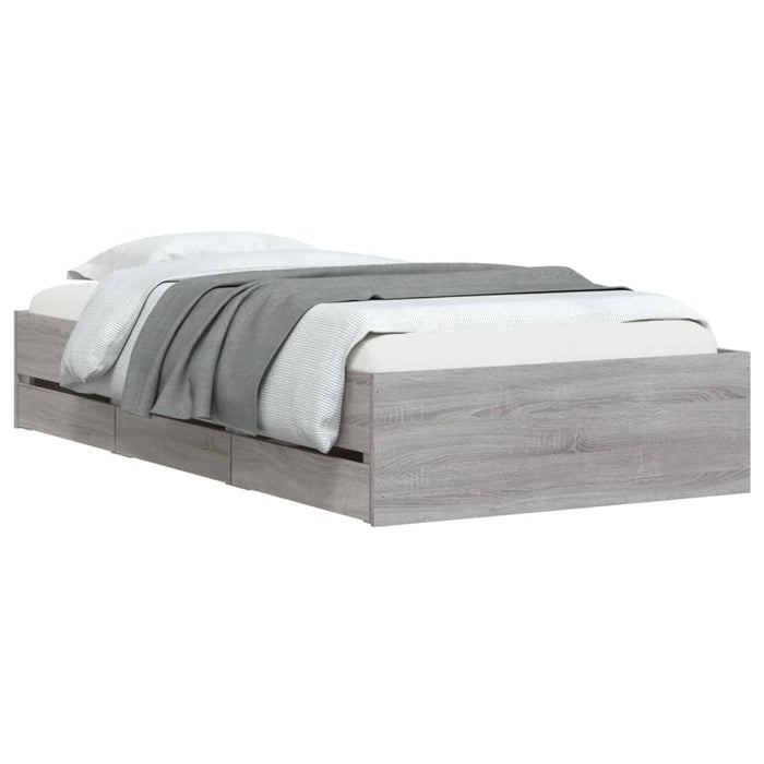 Cadru de pat cu sertare gri sonoma 90x190 cm lemn prelucrat WALTI