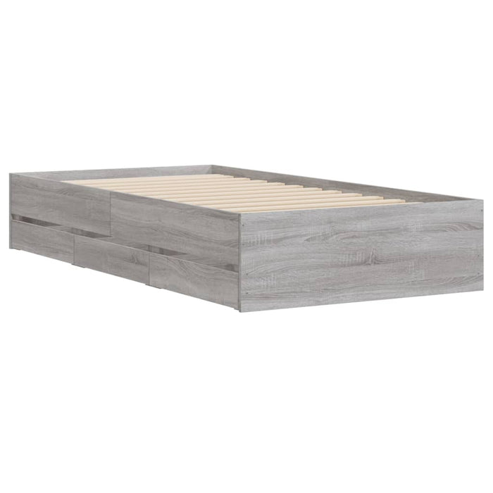 Cadru de pat cu sertare gri sonoma 90x190 cm lemn prelucrat WALTI
