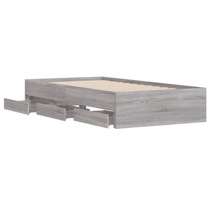 Cadru de pat cu sertare gri sonoma 90x190 cm lemn prelucrat WALTI