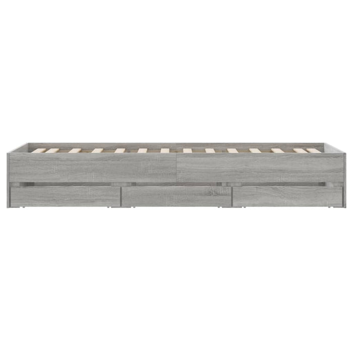 Cadru de pat cu sertare gri sonoma 90x190 cm lemn prelucrat WALTI