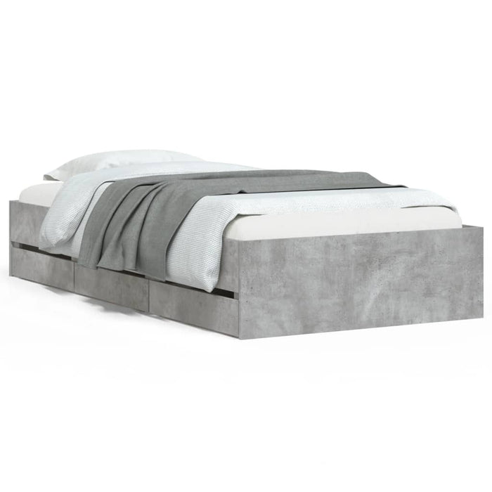 Cadru de pat cu sertare, gri beton, 75x190 cm, lemn prelucrat - WALTI WALTI