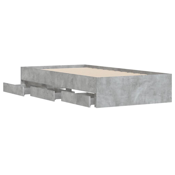 Cadru de pat cu sertare, gri beton, 75x190 cm, lemn prelucrat - WALTI WALTI