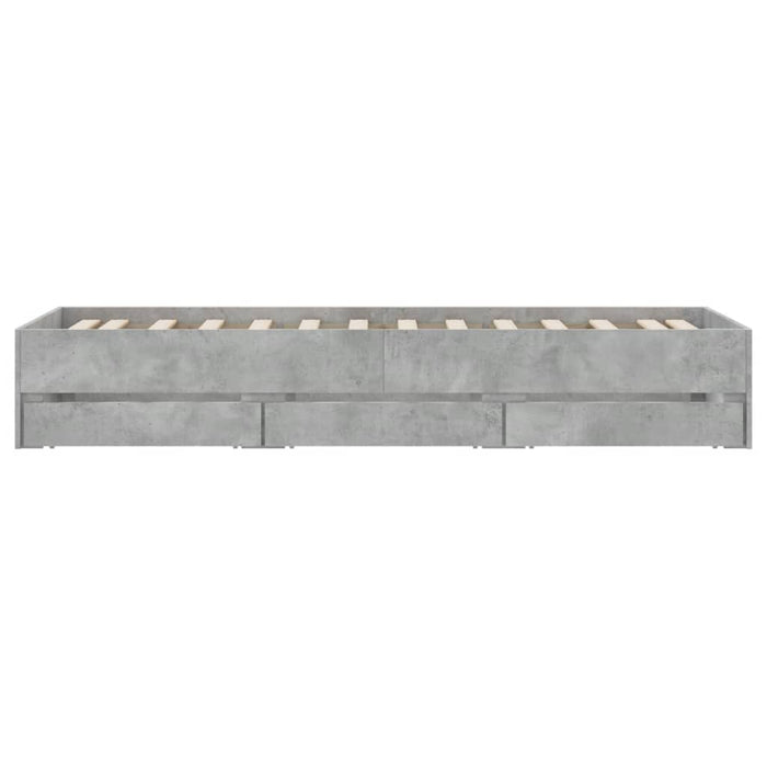 Cadru de pat cu sertare, gri beton, 75x190 cm, lemn prelucrat - WALTI WALTI