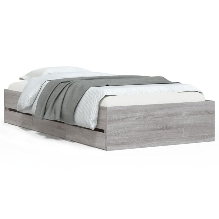 Cadru de pat cu sertare gri sonoma 75x190 cm lemn prelucrat - WALTI WALTI